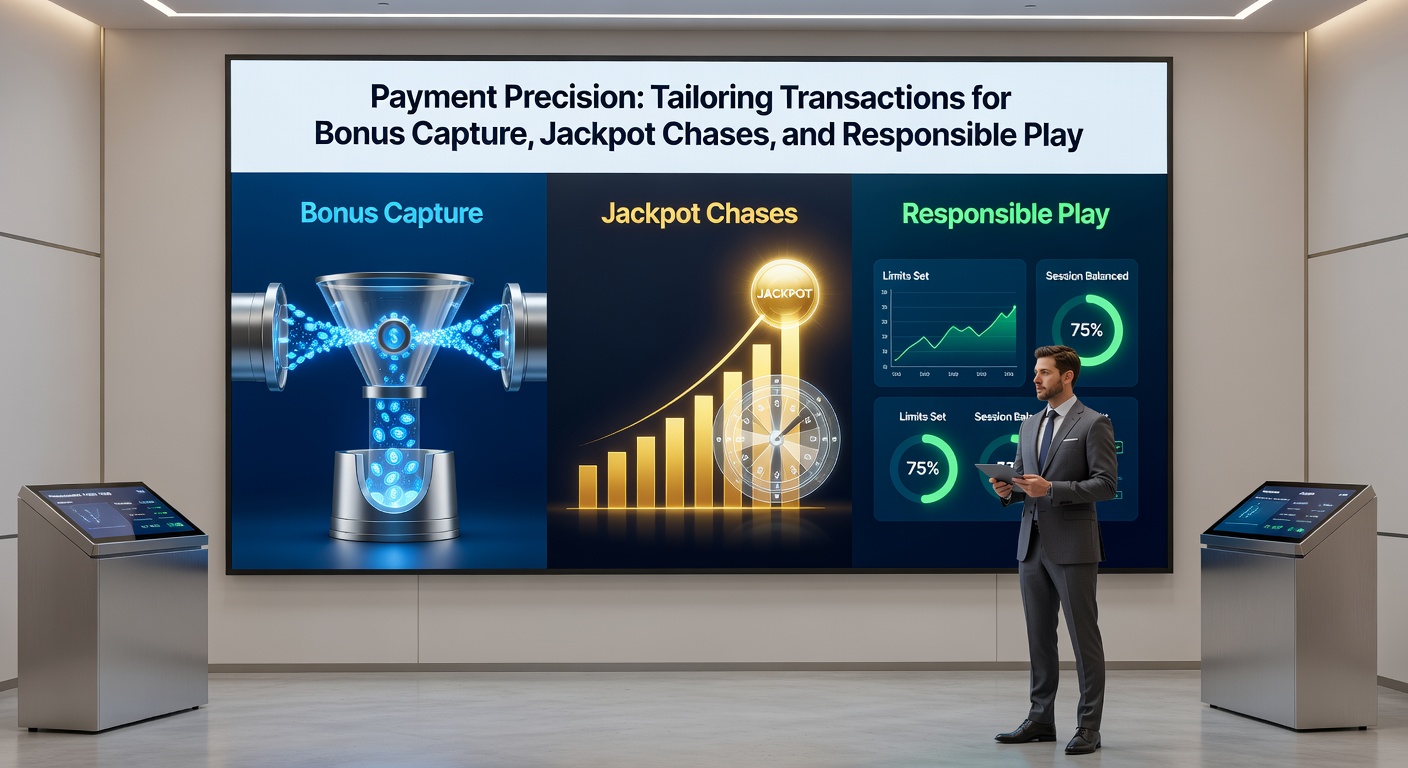 Detaillierte Darstellung von Jackpot-Transaktionen mit schnellen Zahlungspfeilen und verantwortungsvollen Limit-Icons