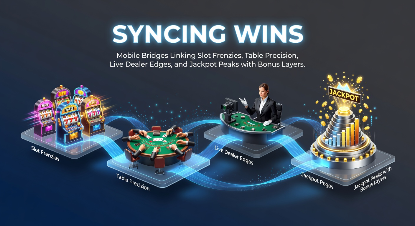 Smartphone-Display mit synchronisierten Casino-Apps, die Slots, Tischspiele, Live-Dealer-Sitzungen und Jackpot-Tracker in Echtzeit verbinden